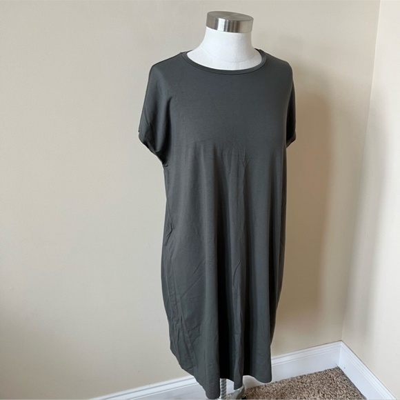 Eileen Fisher viscose elastane stretch short sleeve t-shirt dress 494 - Picture 4 of 8